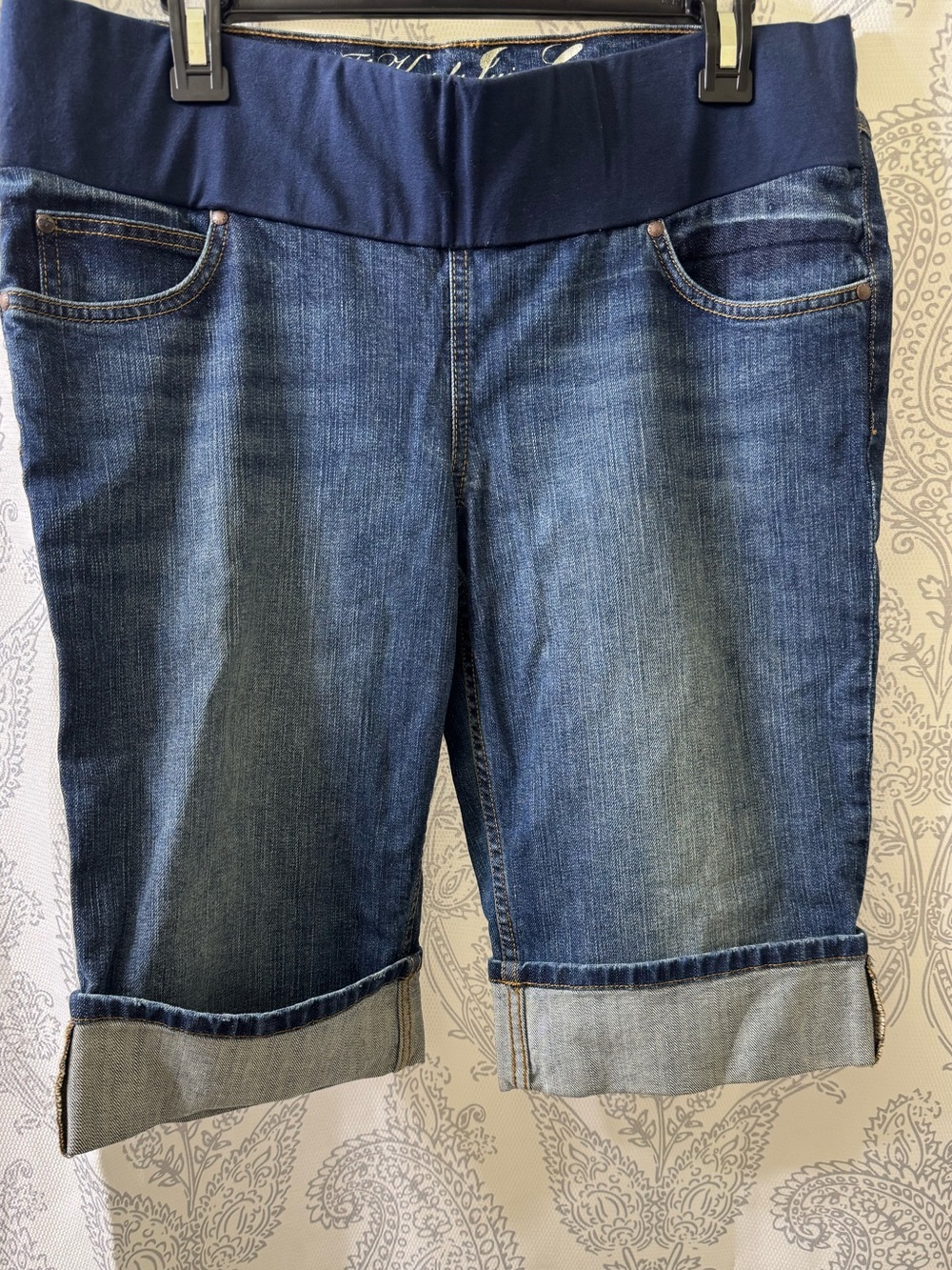 Juicy Couture Maternity Dark Blue Denim Shorts with Navy Waistband